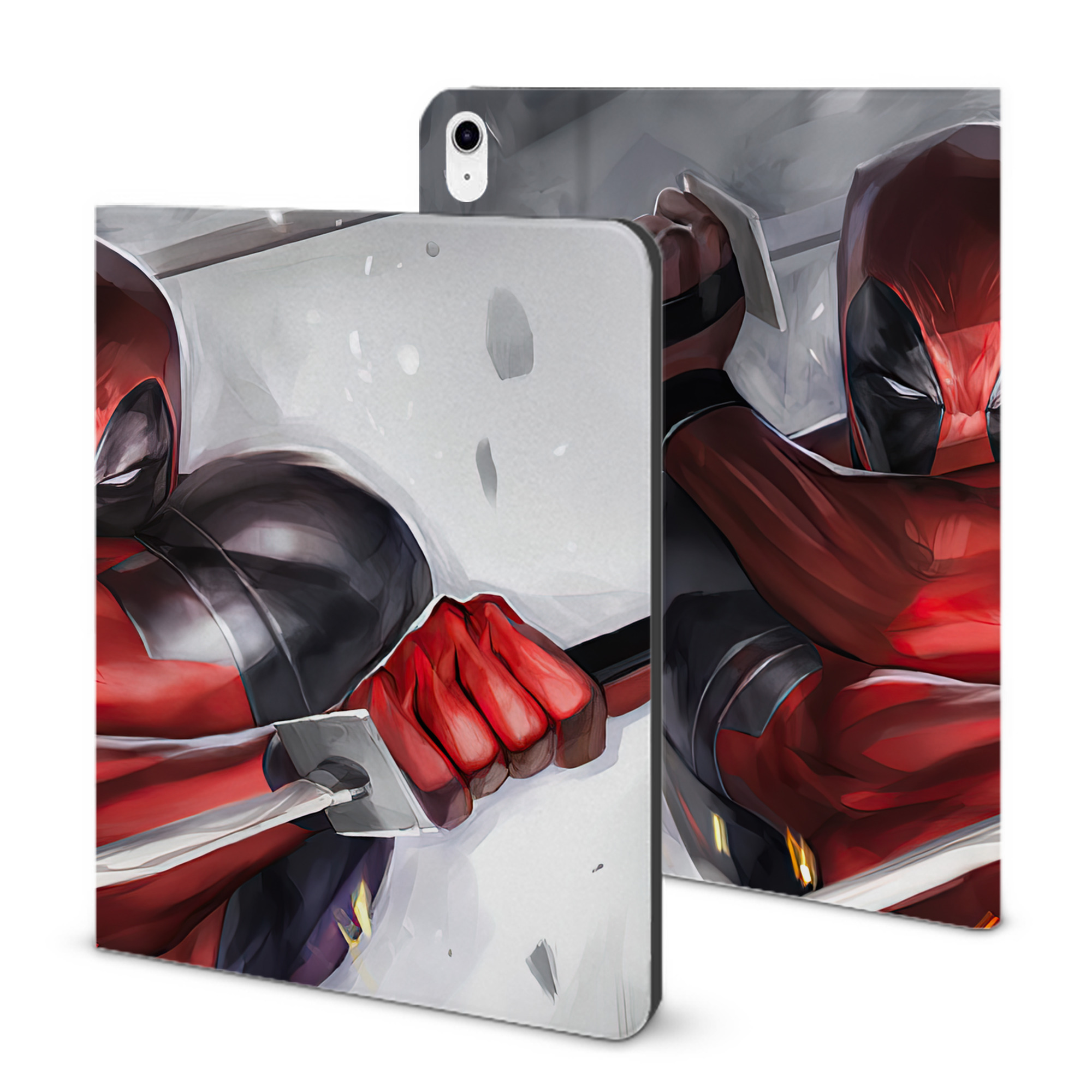 （画像用） Deadpool デッドプール IPad ケース ブック型 PUレザー TPU 耐衝撃 軽量 薄型 ペン収納なし 全面保護 IPad 各モデル対応